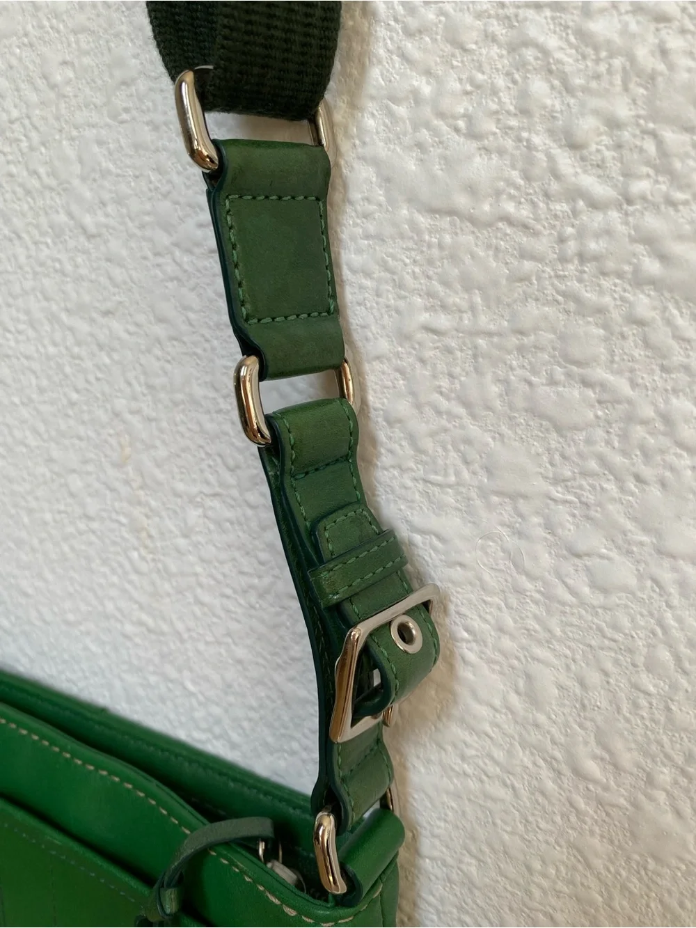 Coach Green Leather Crossbody Bag with Tassels